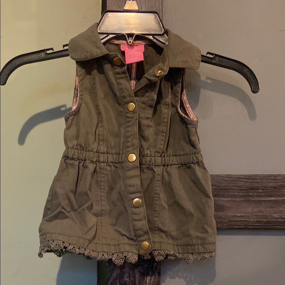 Kids Olive Green Sleeveless Jacket